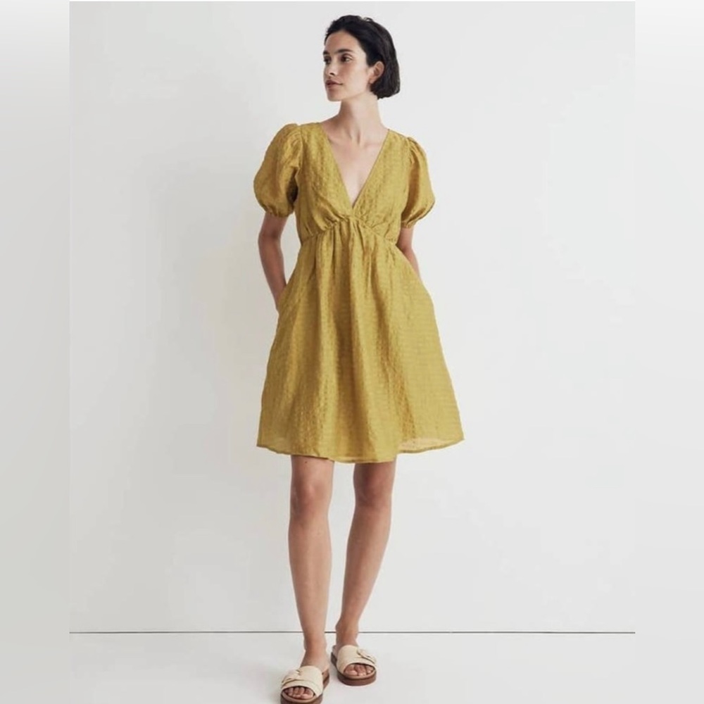 Madewell Annamarie Mini Dress in Citrus Lime Size 8 Open Back NWOT (pockets!)